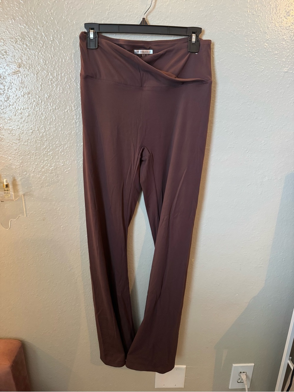 Forever 21 Wide Leg Fold-Over Waist Pants - Mauve Plum